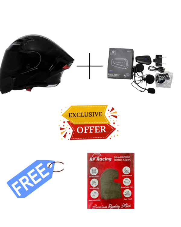 Mega Smart Rider Combo: Steelbird SBH-11 Tornado Helmet + Bluetooth Communicator + FREE Visor & Balaclava